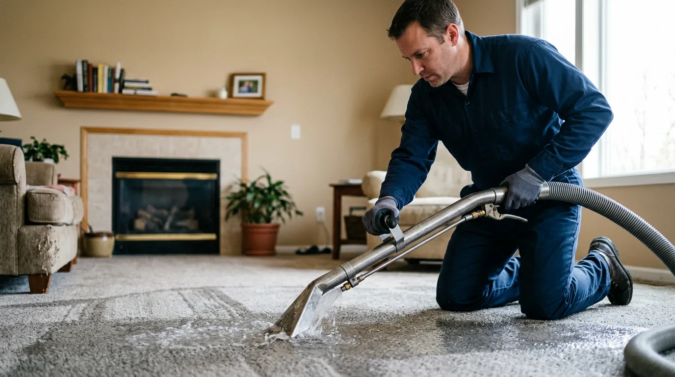 Water damage restoration technician working near Lincoln, RI